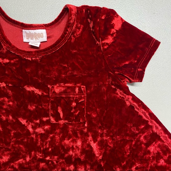 Lularoe Crushed Velvet Scarlett Dress Red Elegant - Picture 3 of 5